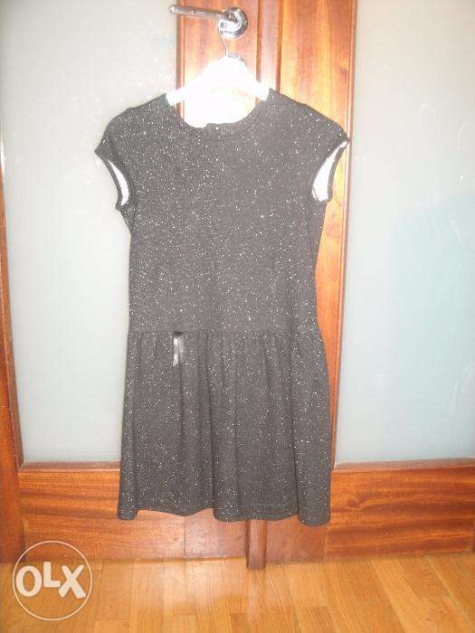 Vestido preto de malha com brilho - 8 anos