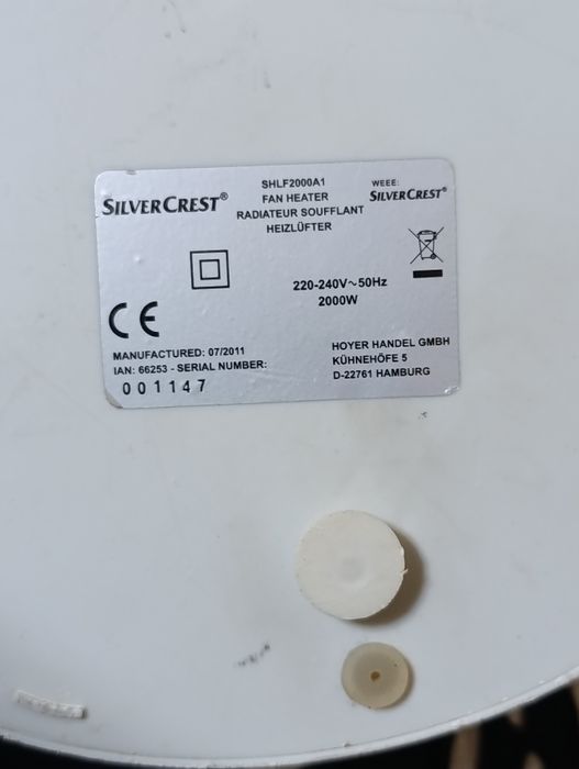 Тепловентилятори  Silver Crest SHLF 2000 B2, обігрівач