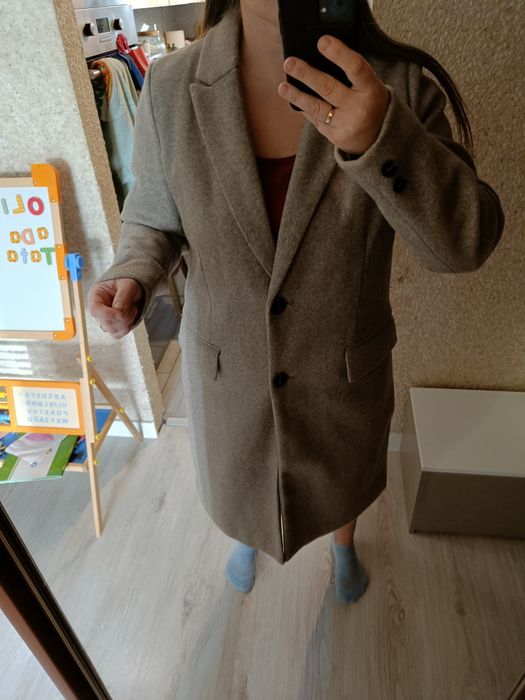 Płaszcz beżowy ciemny Sinsay xl