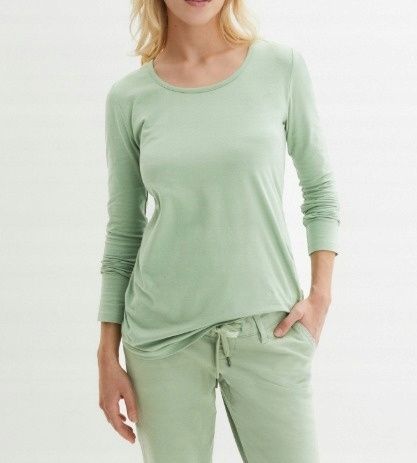 B.P.C szałwiowa bluzka ciążowa bawełniana długi rękaw r.40/42