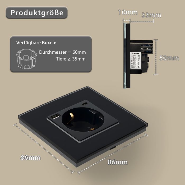 2 szuki Gniazdo Schuko ścienne z USB-C 20W 1-moduł
