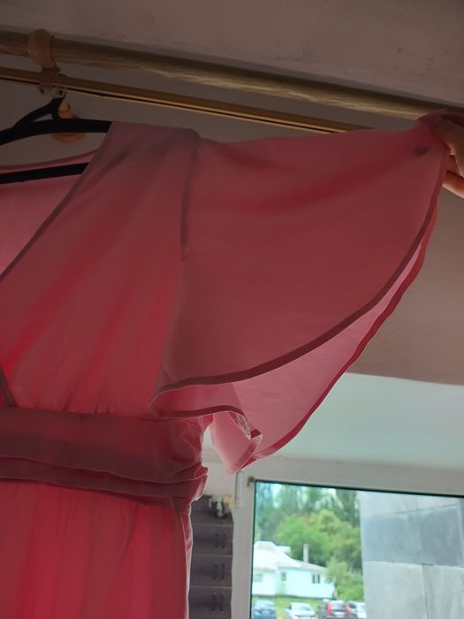 Рожева літня, коктейльна сукня, довга, 4xl, 5xl