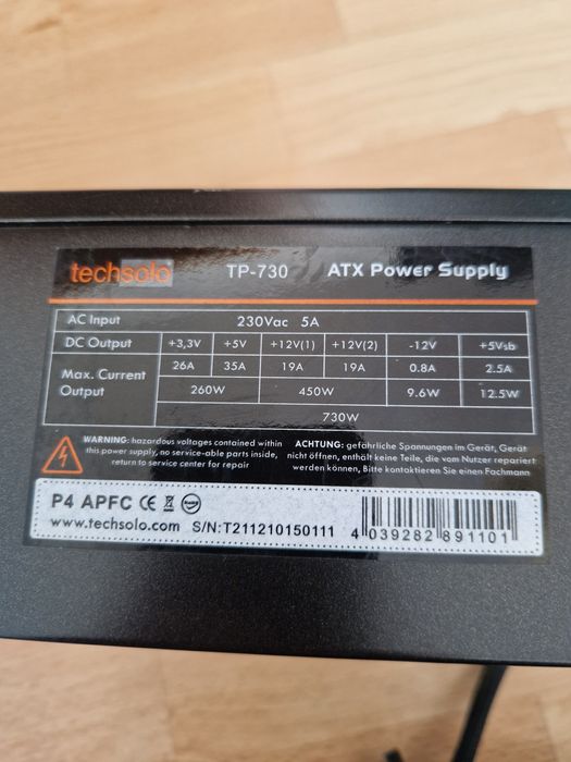 730W 24+8(4+4)/8(6+2)pin відеокарта/6sata/3molex Блок живлення Стан гарний