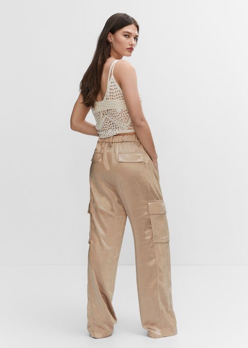 Spodnie satynowe cargo Mango XS