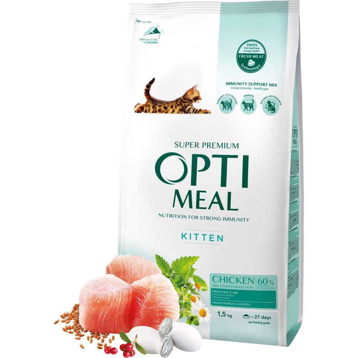 сухой корм для котят OPTIMEAL с вкусом курицы 4 кг