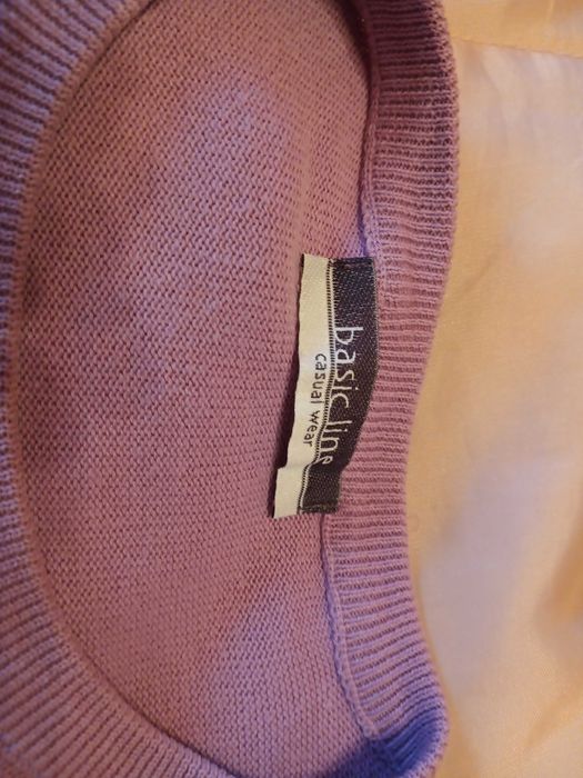 Sweter męski fioletowy duży XL ozdobne szwy na zewnątrz