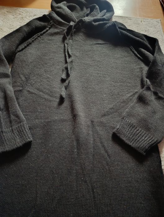 Sweter, tunika, sukienka czarna z kapturem, M/L/XL