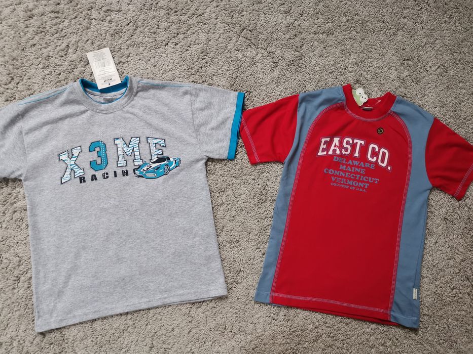 NOWE x 2 koszulki t-shirty z krótkim rękawem bluzki 134 zestaw koszulek