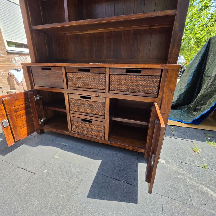 Drewniany kredens/witryna w kolonialnym stylu  200x150x45