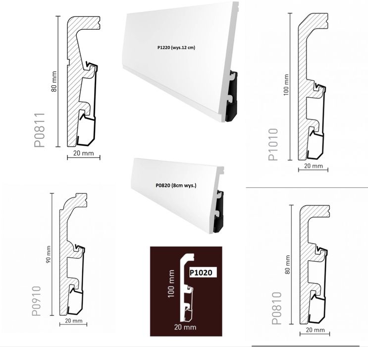 Listwy przypodłogowe z wyprzedaży Arbiton Vega różne modele