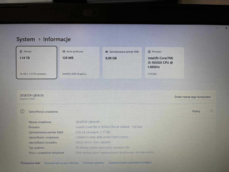 Laptop Dell Inspiron 3593