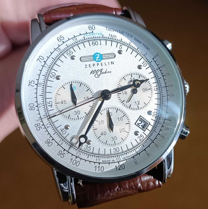 Made in USA - NOWY chronograf ZEPPELIN 100 Jahre, SW500 -10xx + paski ...