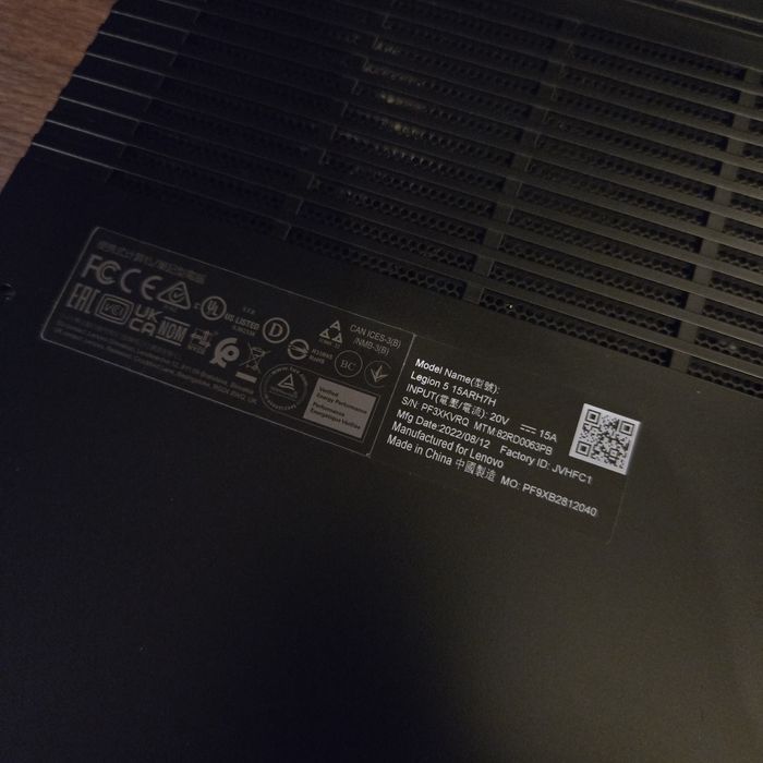 Legion 5 15ARH7H Ryzen 7 6800H 16GB DDR5 RTX 3060 TGP 140W PSU 300W