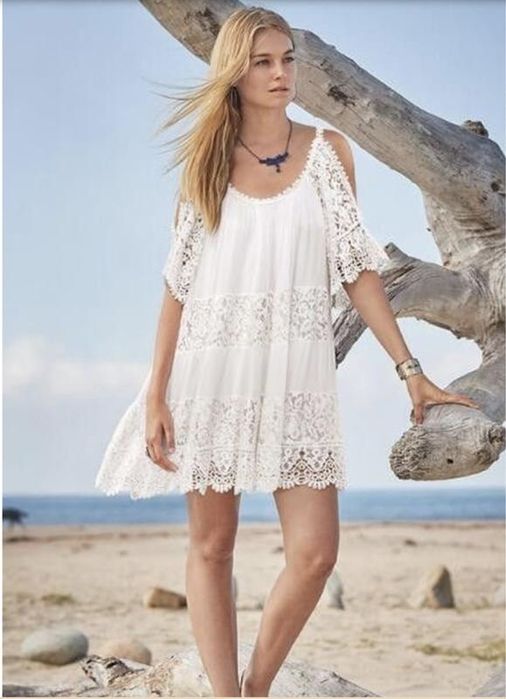 Guess пляжна біла сукня плаття із мережива s-m розмір оверсайз