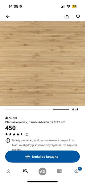 Blat łazienkowy  122x49 cm