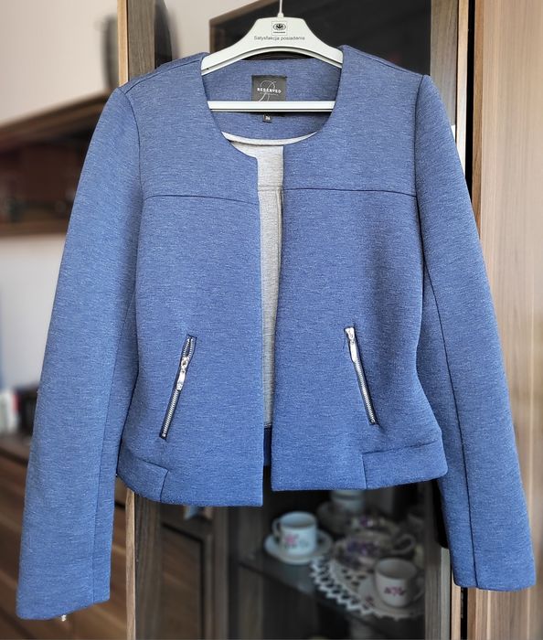 Marynarka pudełkowa Reserved, mięsista tkanina dresowa r. 36