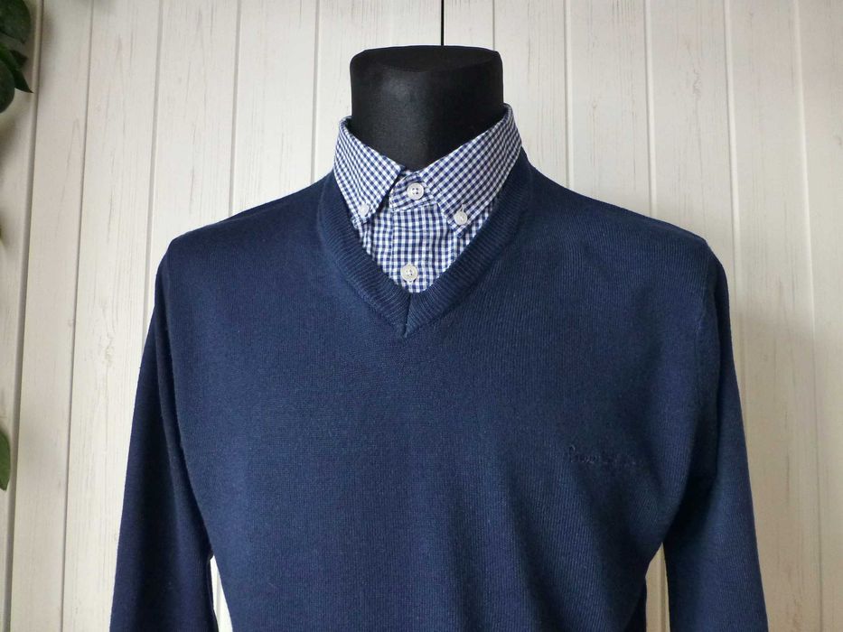 Pierre Cardin Męski sweter z wstawką z koszulą M