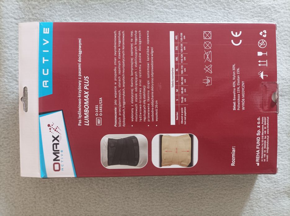 Pas ortopedyczny stabilizujący lędźwiowo krzyżowy rozmiar L Nowy!
