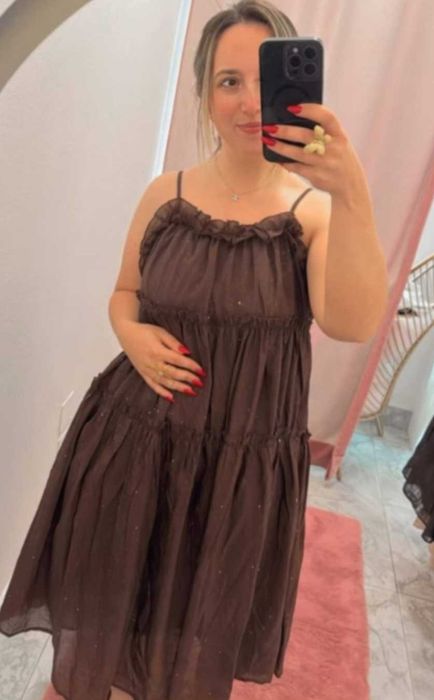 Vestido castanho novo com etiqueta