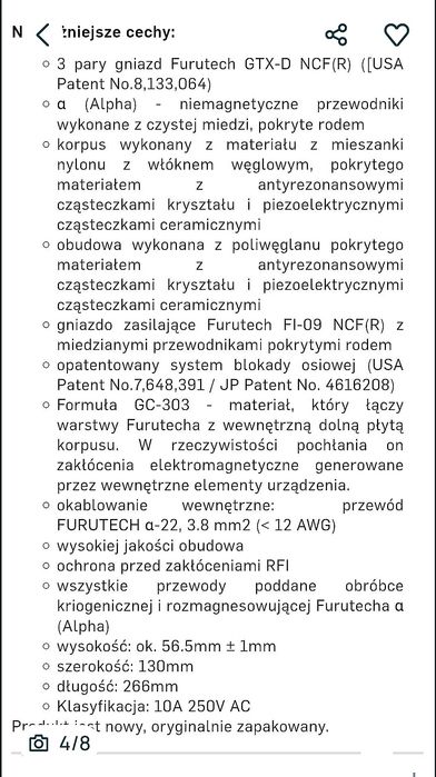 Furutech e-TP 609E NCF Terminal zasilający HI-END