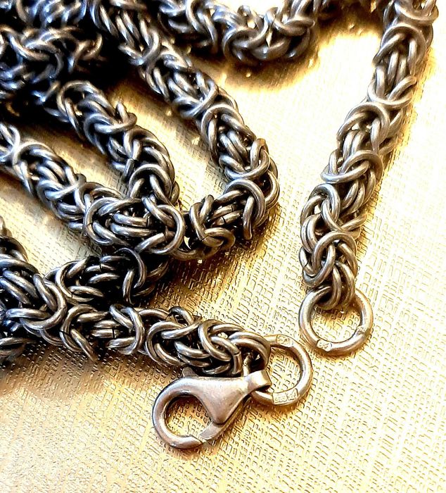 Srebro PRL. Naszyjnik splot królewski