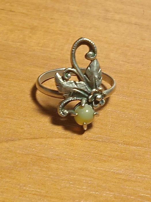 комплект кільце та сережки з мельхіору з опалом