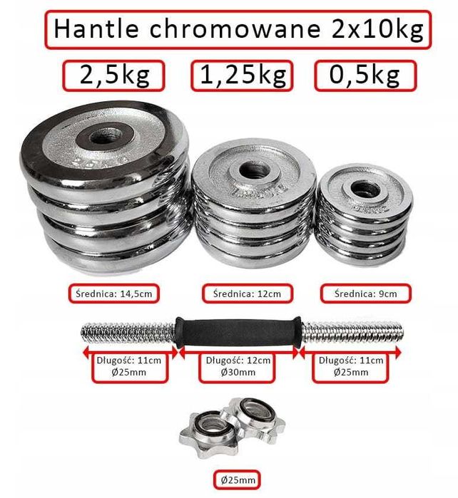 Hantle chromowane 2x10kg regulowane WALIZKA KAT