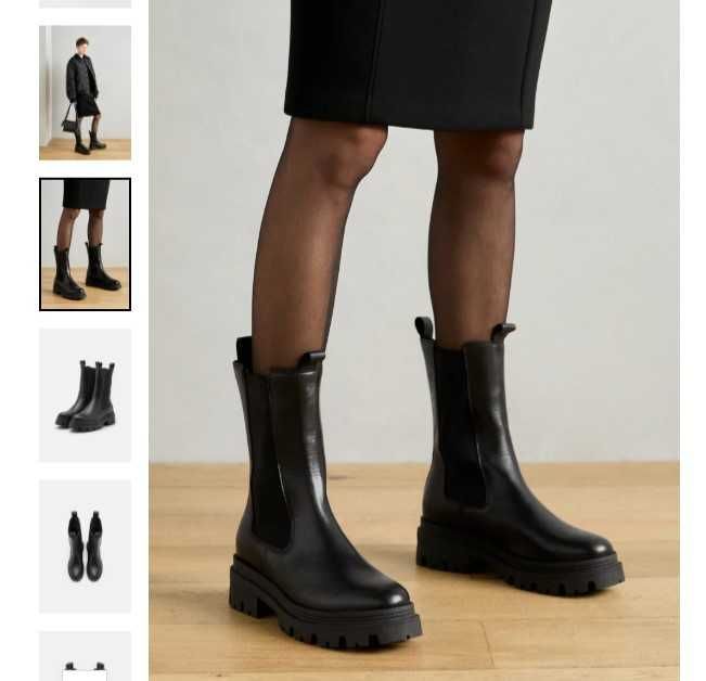 Tamaris wysokie skórzane botki na platformie rozmiar 41 / 27,5 cm