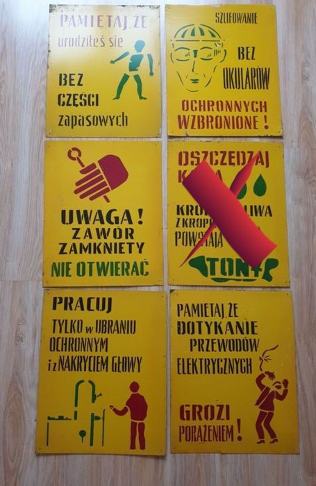 Stara tablica informacyjna PRL, metalowa tablica loft