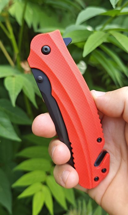 Ніж рятівника KERSHAW BARRICADE 8650ST SERRATED SpeedSafe,склобій,стропоріз,edc, складний ніж для щоденного використання, яскраві накладки