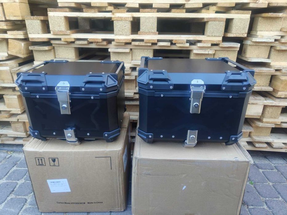 ALUMINIOWY kufer motocyklowy CZARNY 45L / 55L / 65L +PŁYTA +wykładzina