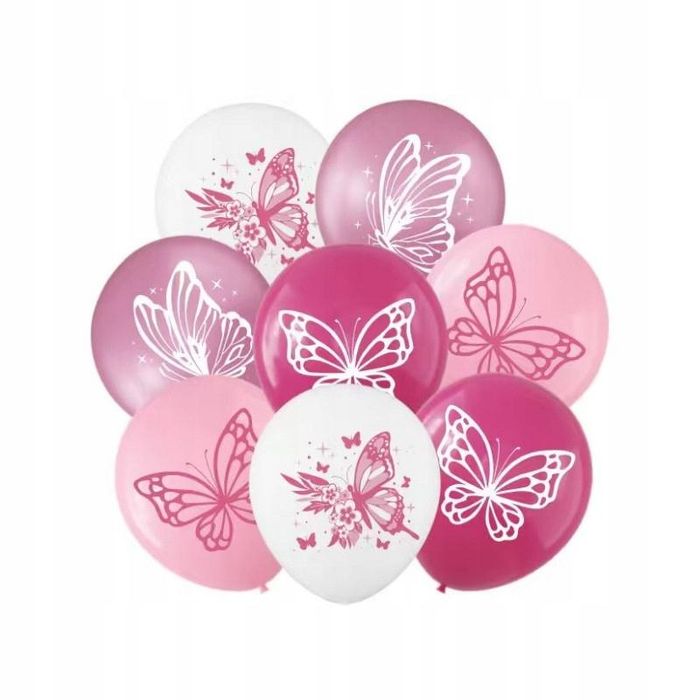 Balony lateksowe vivaparty motyle różowe 12 cali 8 sztuk