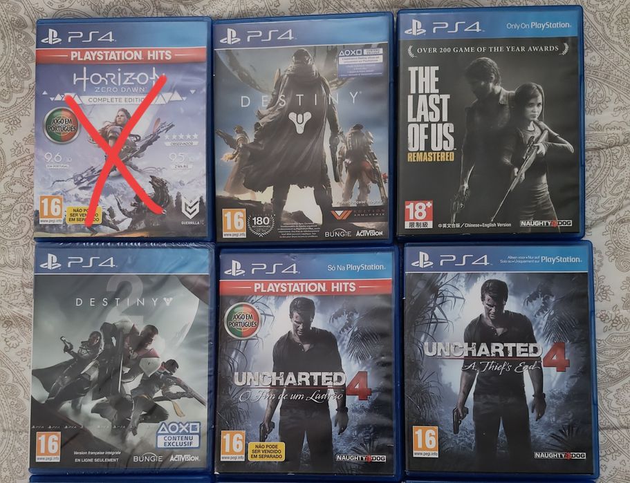 PS4 jogos - Uncharted 4, The Last of Us, Division, Horizon