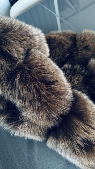 Kamizelka z naturalnego lisa S brazowa