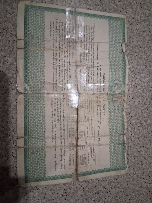 Premiowy bon oszczędnościowy 250 zl z 1971 r