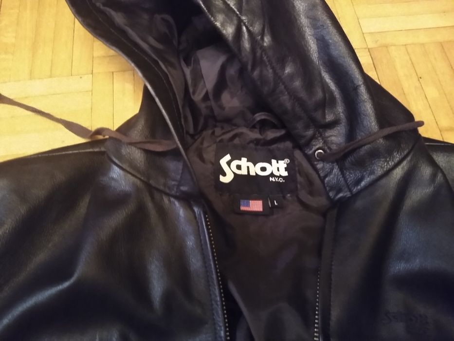 Kurtka skórzana Schott USA z kapturem