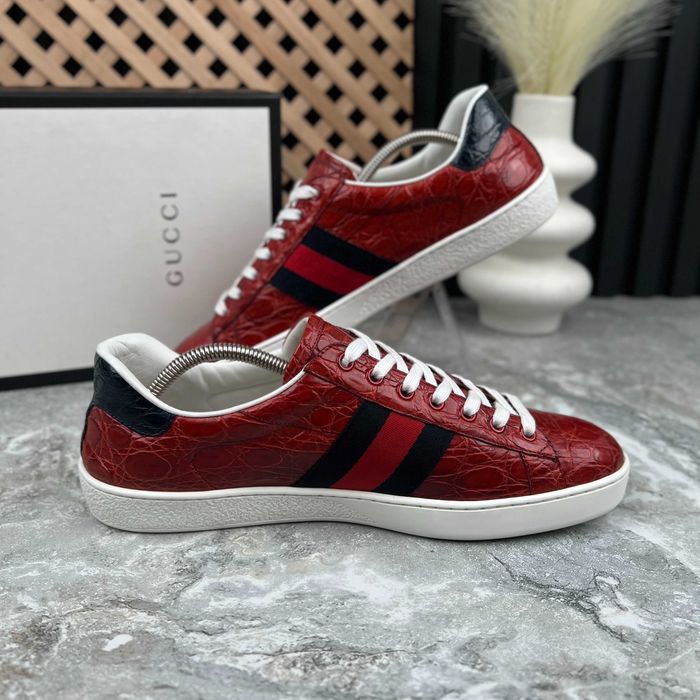 Gucci Ace Web Low Sneakers Чоловічі кросівки шкіра крокодила оригінал 43.5 EUR