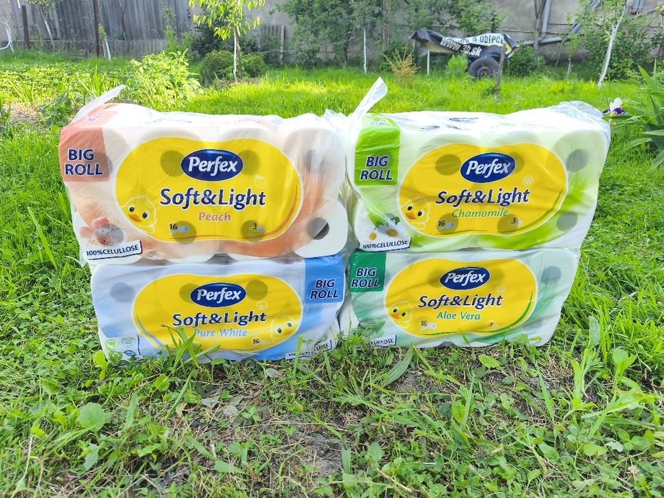 Туалетна бумага перфекс 64 рулони perfex персик ромашка алоє
