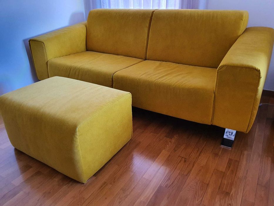 Sofá amarelo 3 lugares c/ espumas de elevada qualidade >40Kg/m^3