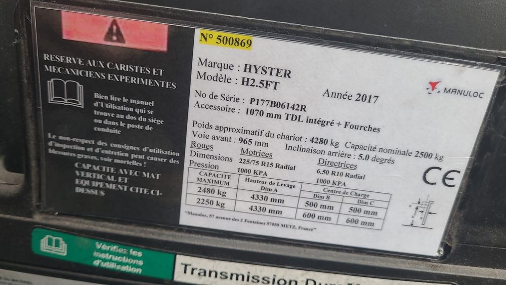 Hyster 2.5 gaz 2017r