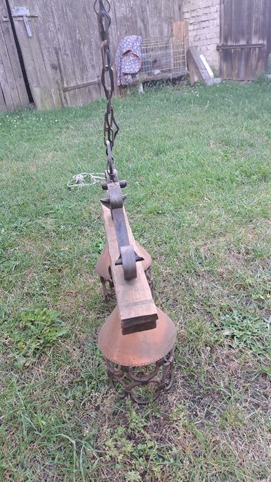Retro Lampa Metal Drewno