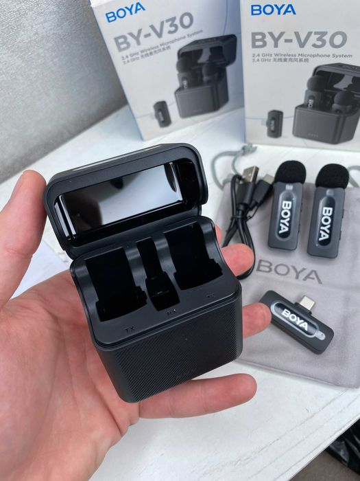 BOYA BY-V30 Бездротовий мікрофон USB-C для Android/Iphone | 2 петлички + кейс | TikTok YouTube Instagram