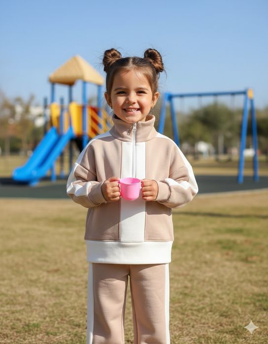 Теплий дитячий костюм на флісі прямі штани для дівчинки колір пудра