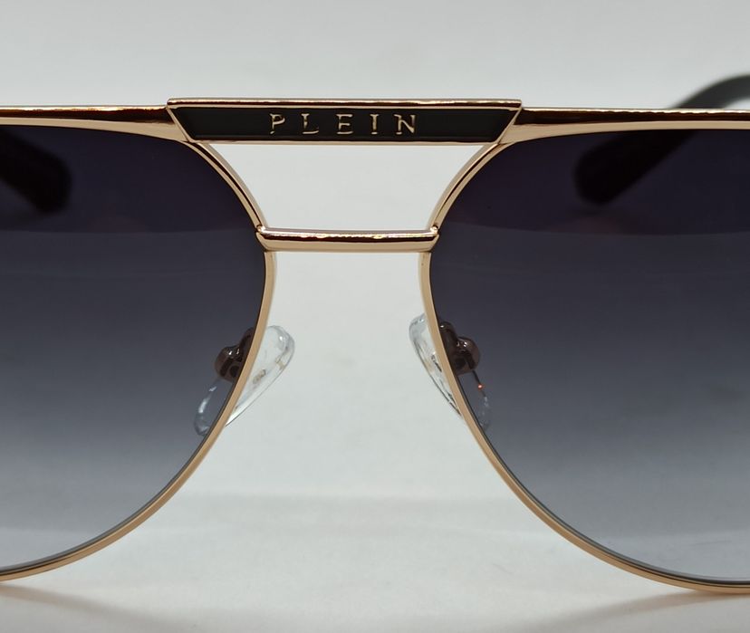 Philipp Plein очки капли мужские серый градиент в золотом металле