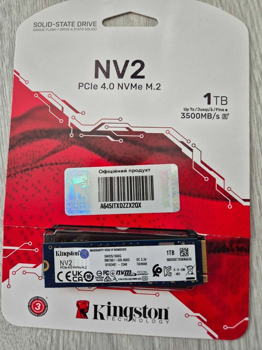 M.2 SSD диск 1TB Kingston NV2 (M.2 2280 \ NVMe \ PCI-e 4.0 x4) TradeIN