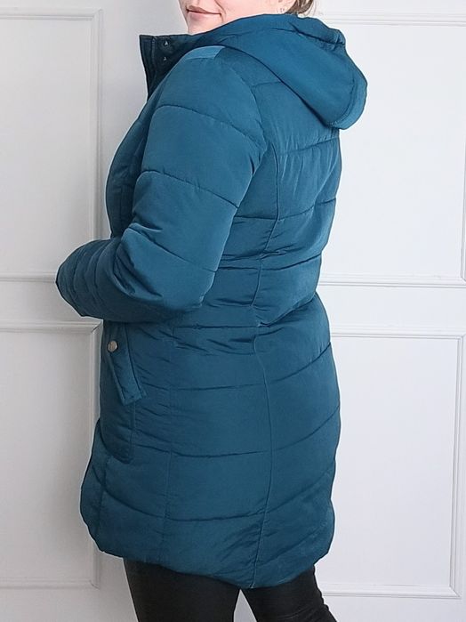 Kurtka długa pikowana ocieplana plus size 44 turkusowa