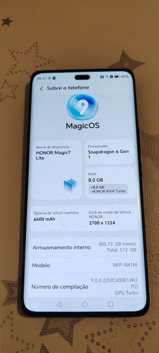 Honor Magic 7 lite 5G 8+8 de Ram e 512 de memória