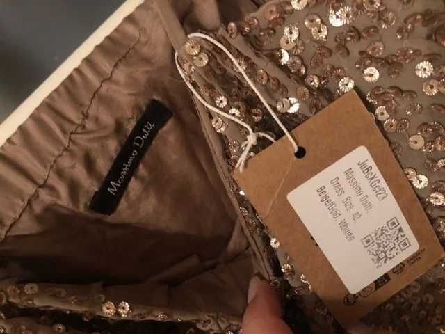 sukienka Massimo Dutti 100% jedwab z cekinami