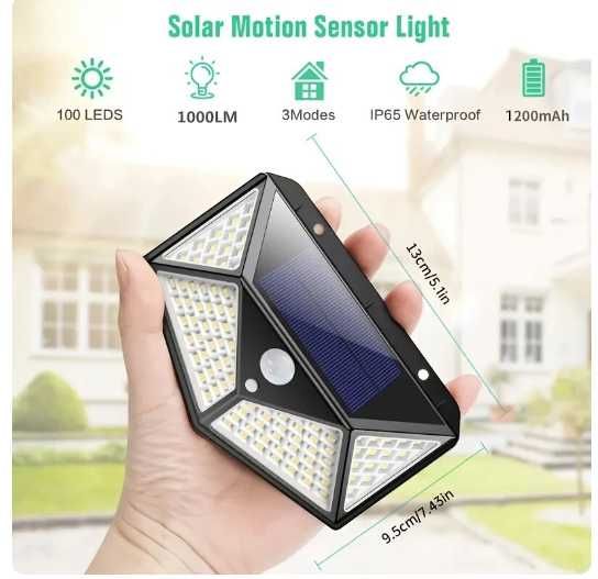 Luz 102 Leds + Painel solar + Sensor de Movimento #PROMOÇÃO