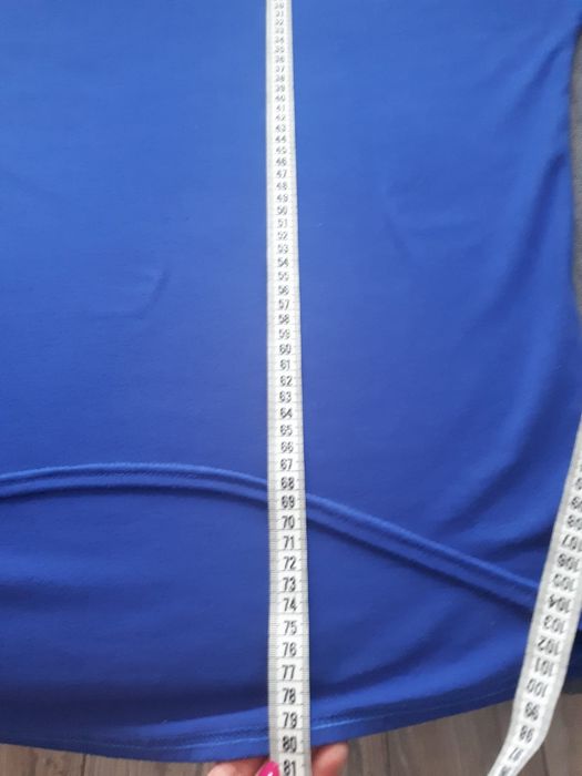 Kobaltowa długa bluzka w stylu nietoperz